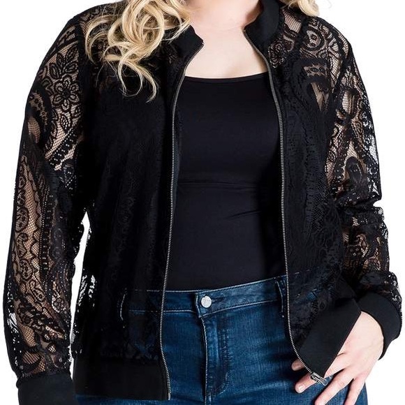 Standards & Practice Aria Lace Bomber Jacket - Picture 2 of 4